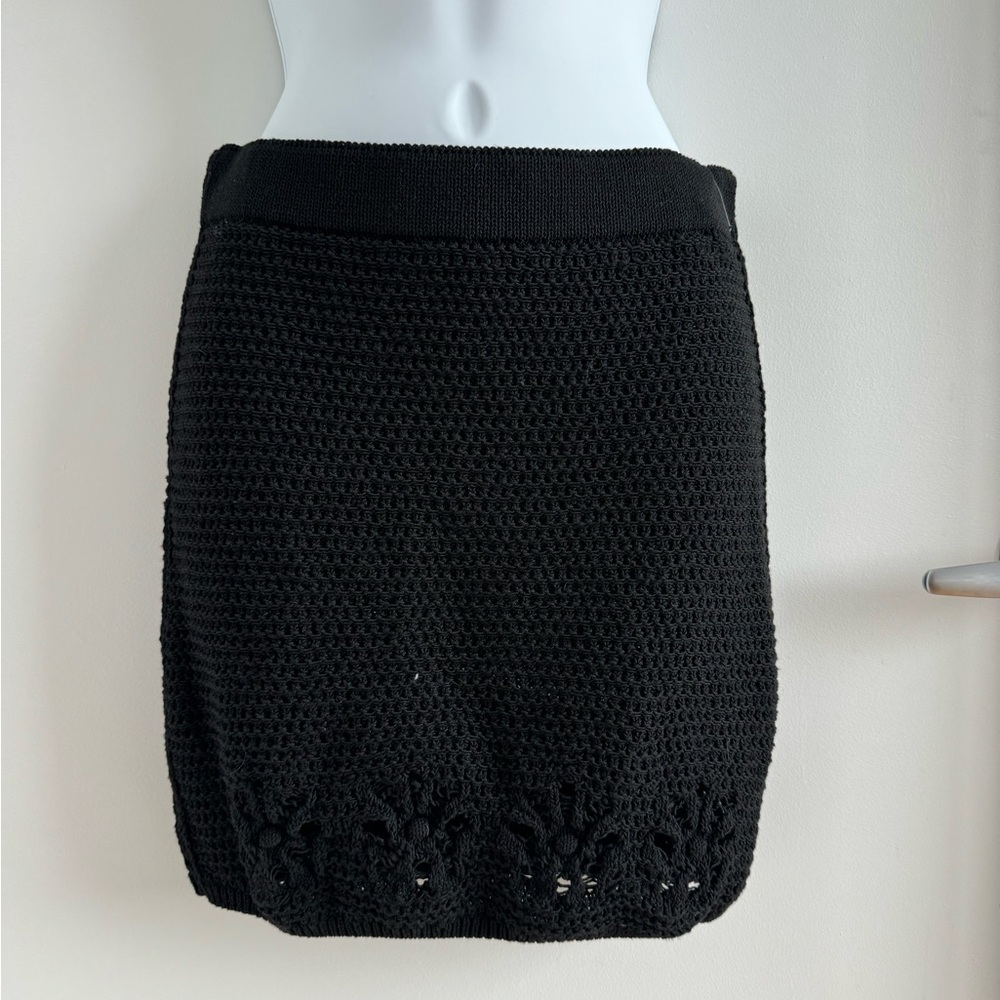Zara Black Mini Knit Crochet Skirt